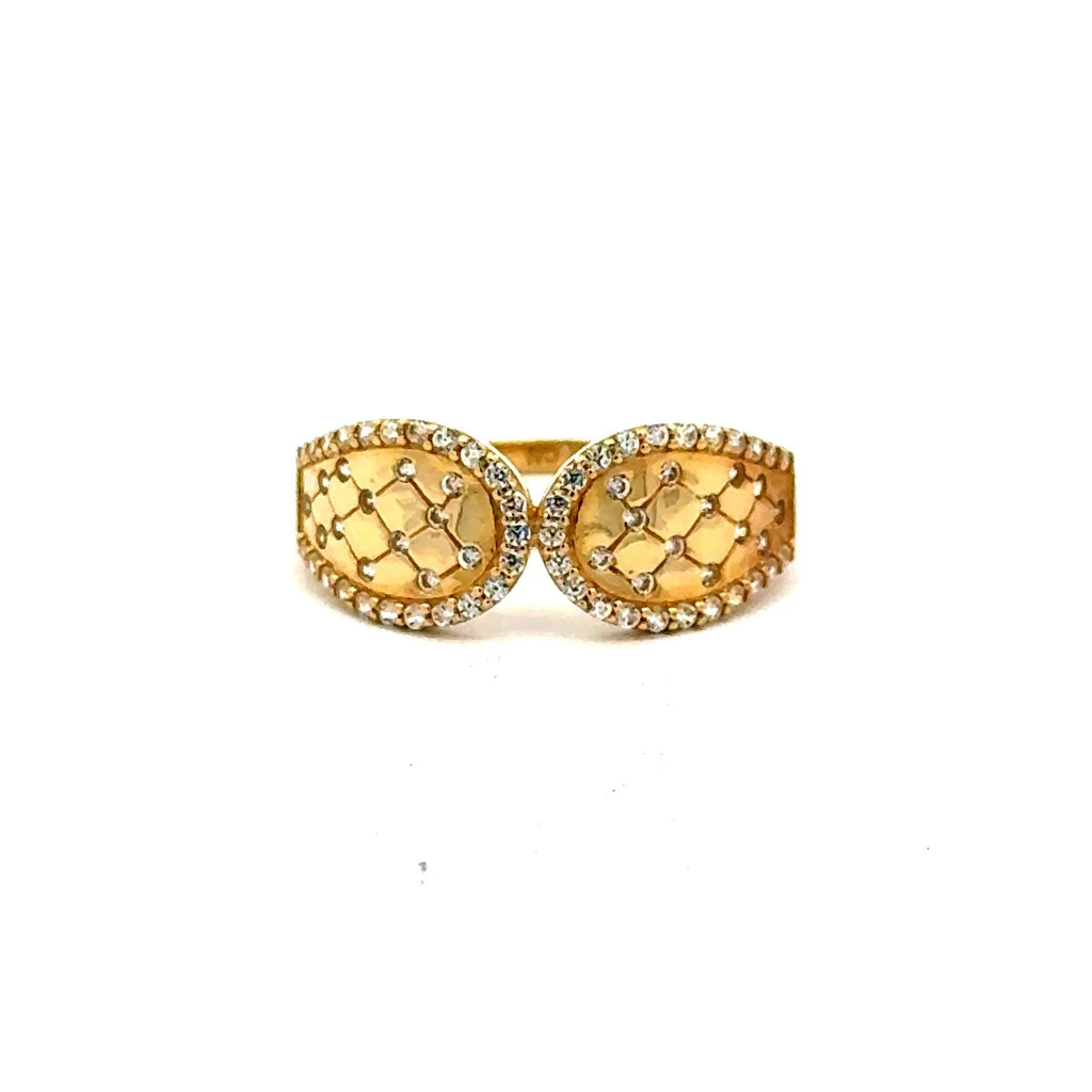 Golden Bull Fancy CAL Ring Women's with CZ 7 1.5mm 10K