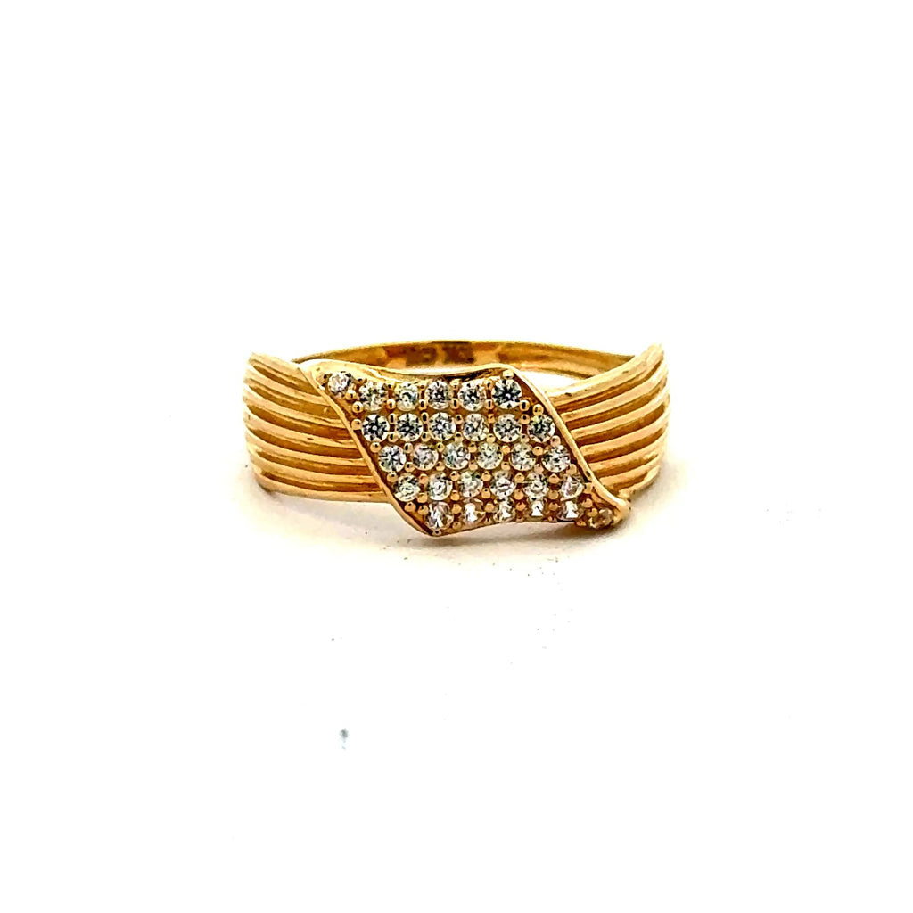 Golden Bull Fancy CAL Ring Women's with CZ 7 1.5mm 10K