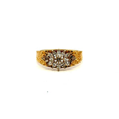 Golden Bull Fancy CAL Ring Women's with CZ 7 1.5mm 10K