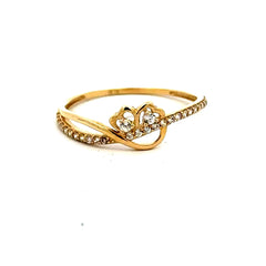 Golden Bull Fancy CAL Ring Women's with CZ 7 1mm 10K