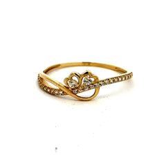 Golden Bull Fancy CAL Ring Women's with CZ 7 1mm 10K