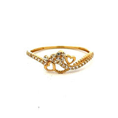 Golden Bull Fancy CAL Ring Women's with CZ 7 1mm 10K