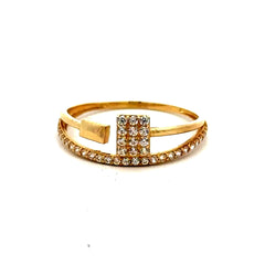 Golden Bull Fancy CAL Ring Women's with CZ 7 1mm 10K