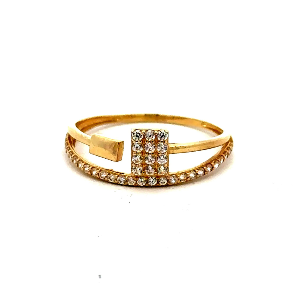 Golden Bull Fancy CAL Ring Women's with CZ 7 1mm 10K