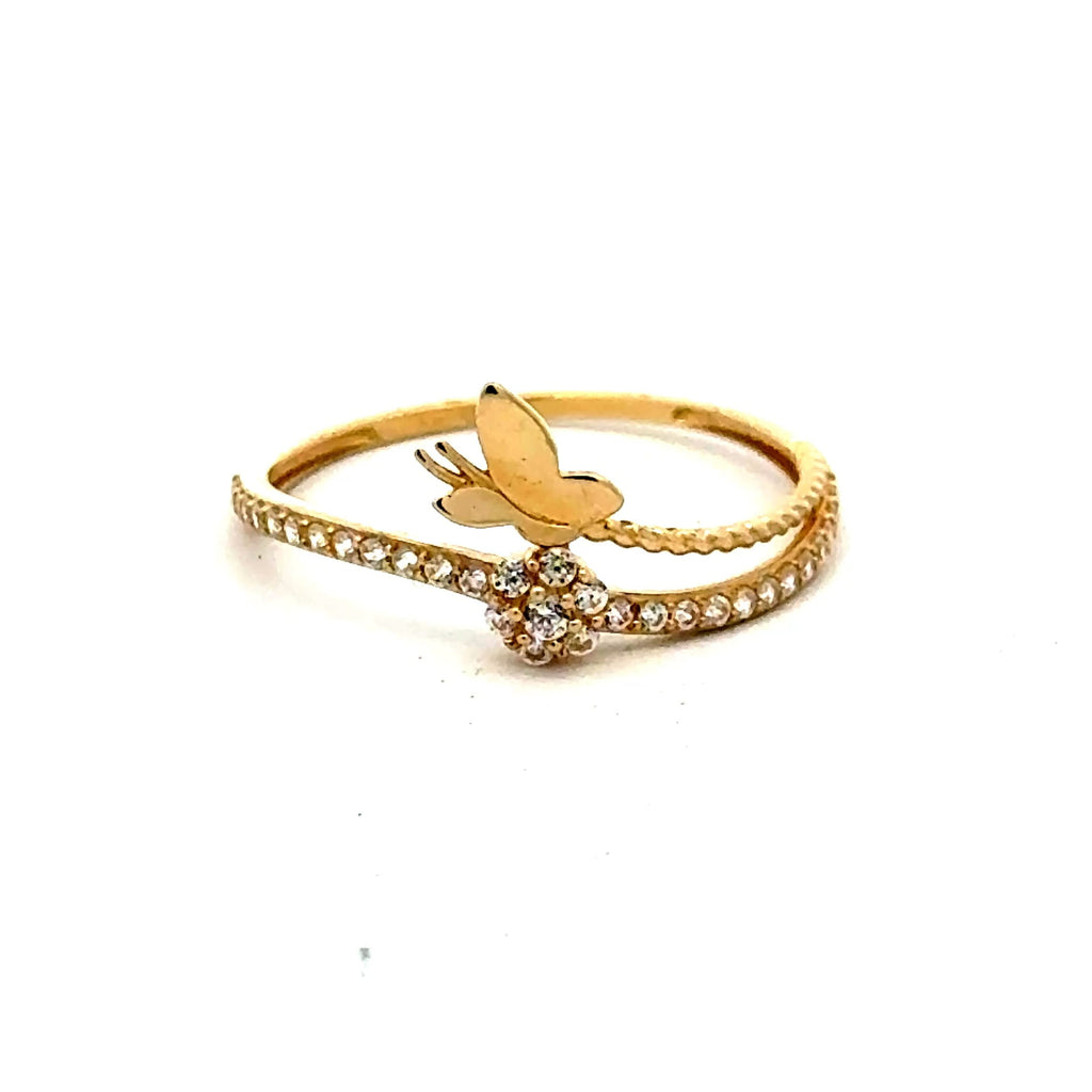 Golden Bull Fancy CAL Ring Women's with CZ 7 1mm 10K