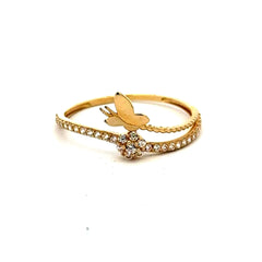 Golden Bull Fancy CAL Ring Women's with CZ 7 1mm 10K