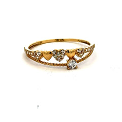 Golden Bull Fancy CAL Ring Women's with CZ 7 1mm 10K