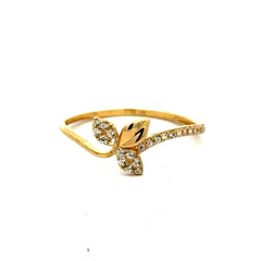 Golden Bull Fancy CAL Ring Women's with CZ 7 1mm 10K