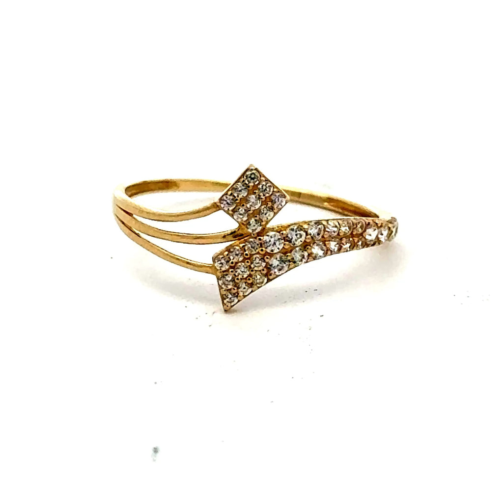 Golden Bull Fancy CAL Ring Women's with CZ 7 1mm 10K