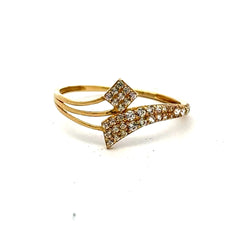 Golden Bull Fancy CAL Ring Women's with CZ 7 1mm 10K
