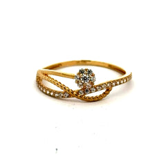Golden Bull Fancy CAL Ring Women's with CZ 7 1mm 10K