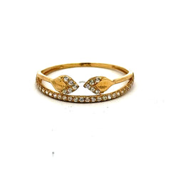 Golden Bull Fancy CAL Ring Women's with CZ 7 1mm 10K