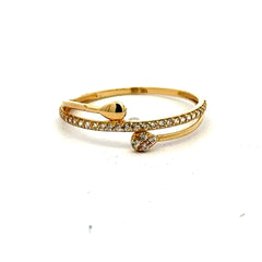Golden Bull Fancy CAL Ring Women's with CZ 7 1mm 10K