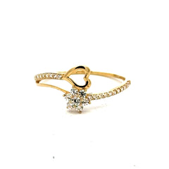 Golden Bull Fancy CAL Ring Women's with CZ 7 1mm 10K