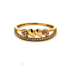 Golden Bull Fancy CAL Ring Women's with CZ 7 1mm 10K