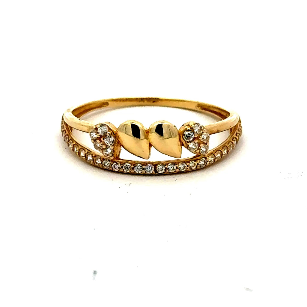 Golden Bull Fancy CAL Ring Women's with CZ 7 1mm 10K