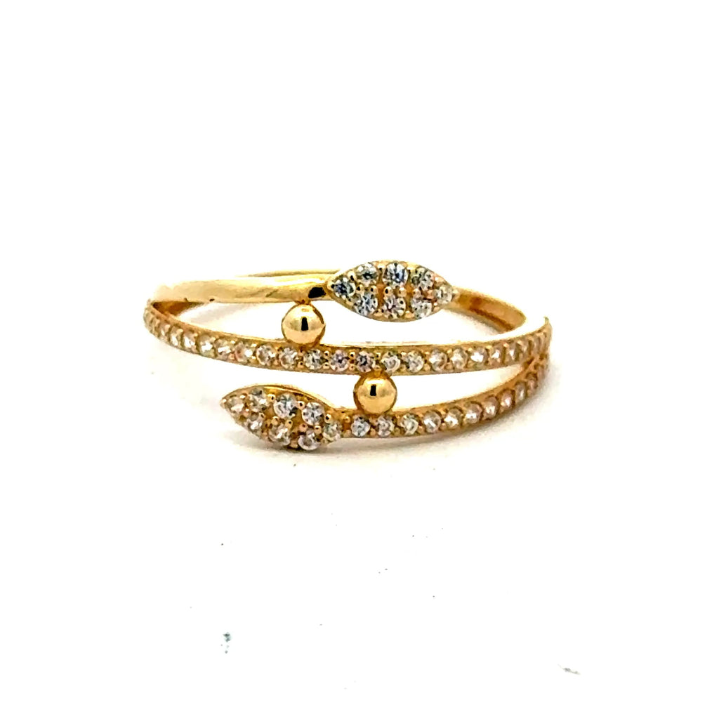 Golden Bull Fancy CAL Ring Women's with CZ 7 1mm 10K