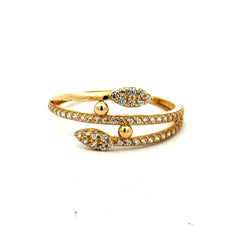 Golden Bull Fancy CAL Ring Women's with CZ 7 1mm 10K