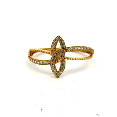 Golden Bull Fancy CAL Ring Women's with CZ 7 1mm 10K