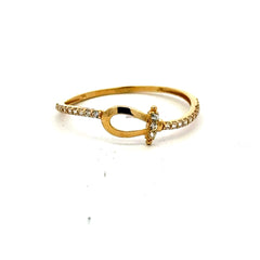 Golden Bull Fancy CAL Ring Women's with CZ 7 1mm 10K