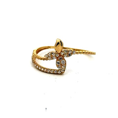 Golden Bull Fancy CAL Ring Women's with CZ 7 1mm 10K