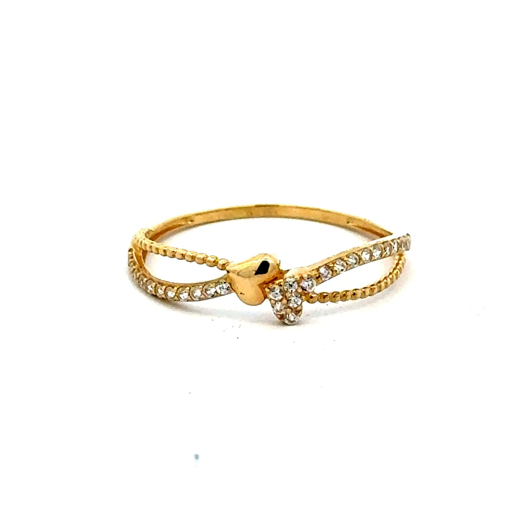 Golden Bull Fancy CAL Ring Women's with CZ 7 1mm 10K