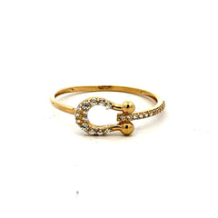 Golden Bull Fancy CAL Ring Women's with CZ 7 1mm 10K