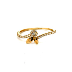 Golden Bull Fancy CAL Ring Women's with CZ 7 1mm 10K