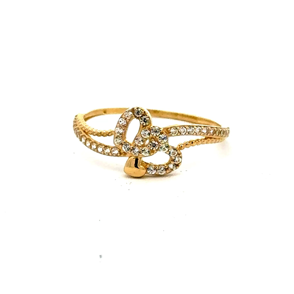 Golden Bull Fancy CAL Ring Women's with CZ 7 1mm 10K