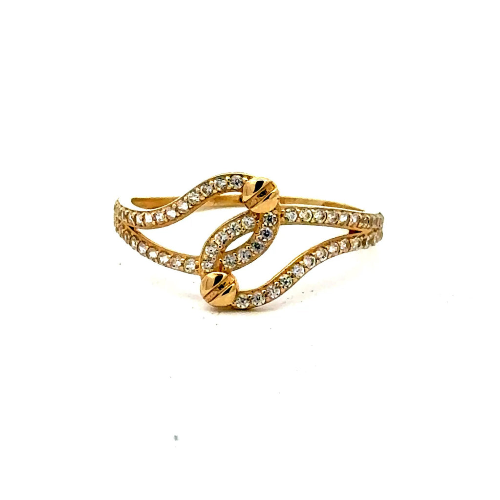 Golden Bull Fancy CAL Ring Women's with CZ 7 1mm 10K