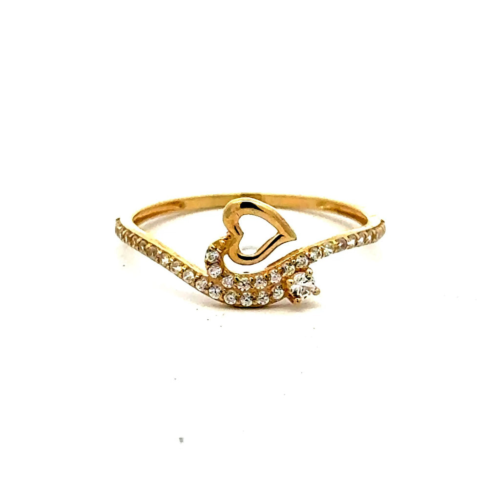 Golden Bull Fancy CAL Ring Women's with CZ 7 1mm 10K