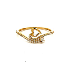Golden Bull Fancy CAL Ring Women's with CZ 7 1mm 10K