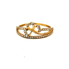 Golden Bull Fancy CAL Ring Women's with CZ 7 1mm 10K