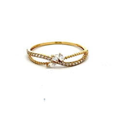 Golden Bull Fancy CAL Ring Women's with CZ 7 1mm 10K