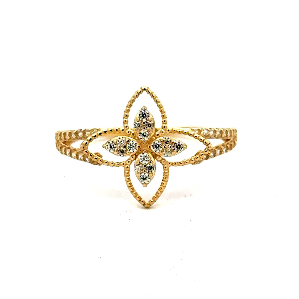 Golden Bull Fancy CAL Ring Women's with CZ 7 1mm 10K