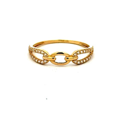 Golden Bull Fancy CAL Ring Women's with CZ 7 1mm 10K