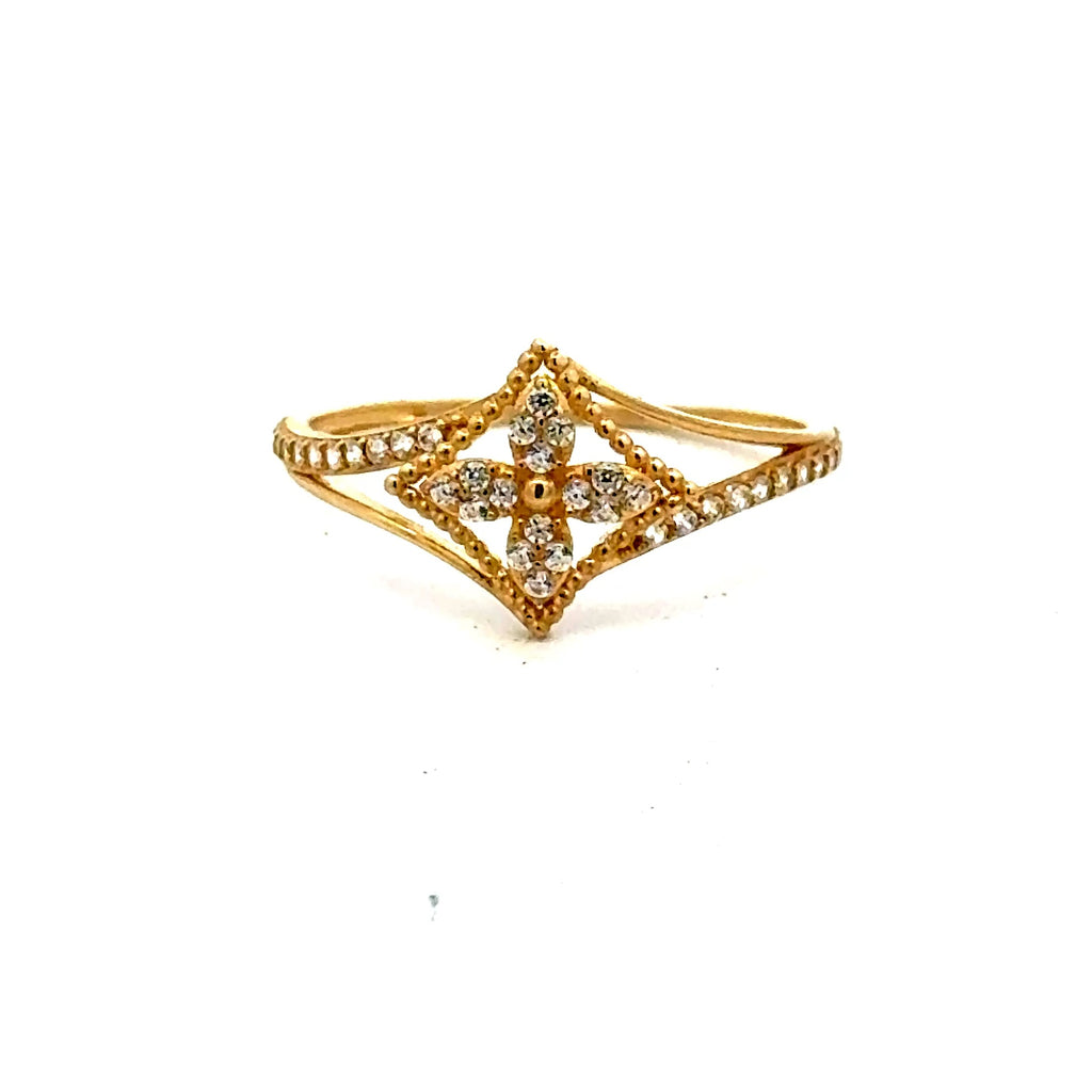 Golden Bull Fancy CAL Ring Women's with CZ 7 1mm 10K