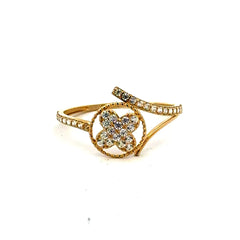 Golden Bull Fancy CAL Ring Women's with CZ 7 1mm 10K