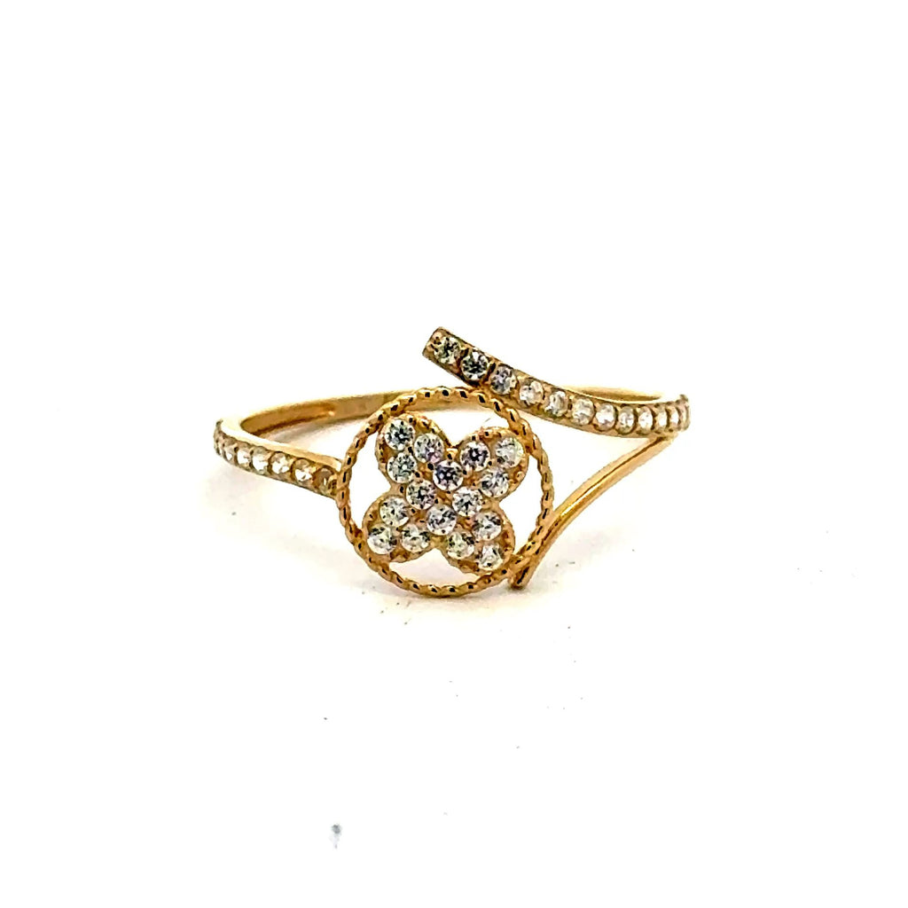 Golden Bull Fancy CAL Ring Women's with CZ 7 1mm 10K