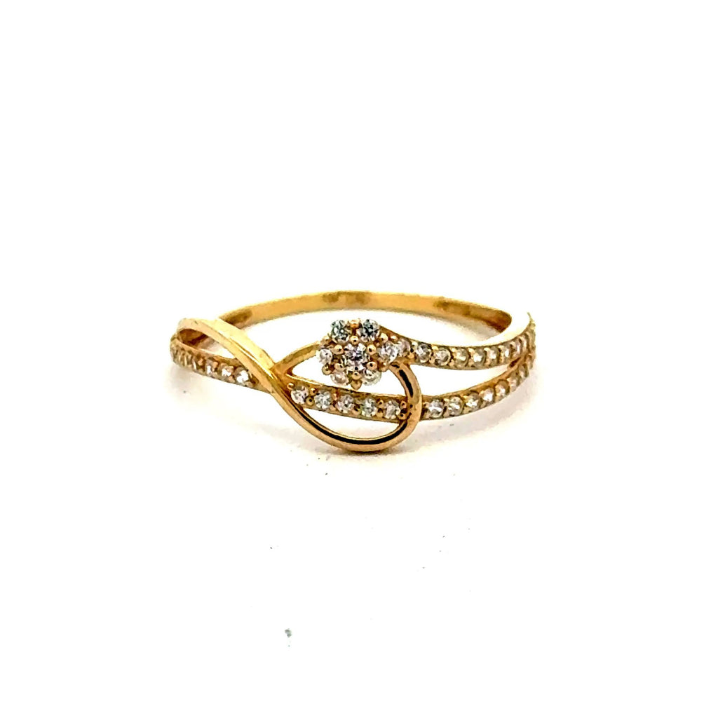 Golden Bull Fancy CAL Ring Women's with CZ 7 1mm 10K