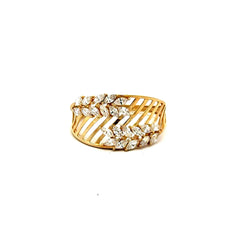 Golden Bull Fancy CAL Ring Women's with CZ 7.5 1.5mm 10K