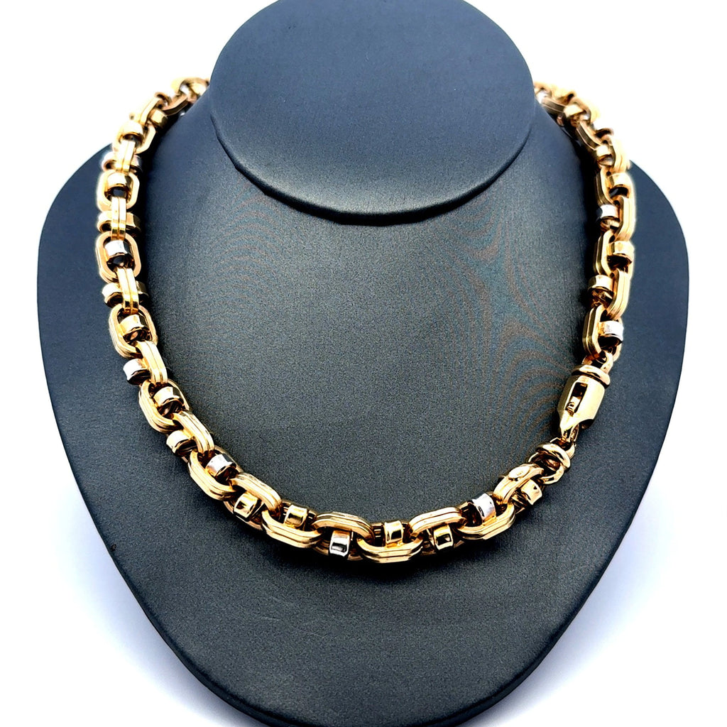 Golden Bull Fancy Chain Anchor Box Link 9mm 18.5" 14K