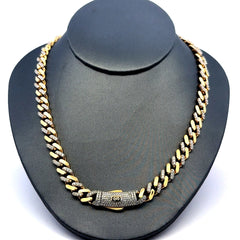 Golden Bull Fancy Chain Monaco CZ Half Iced 8mm 22" 14K