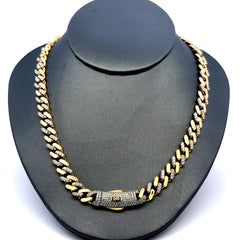 Golden Bull Fancy Chain Monaco CZ Half Iced 8mm 22" 14K