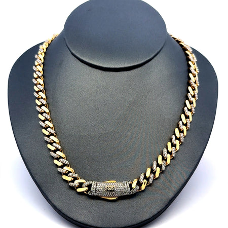 Chain Monaco CZ Half Iced 8mm 22" 14K