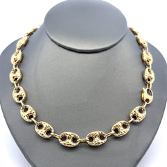 Golden Bull Fancy Chain Textured Mariner Puff 10mm 18" 10K