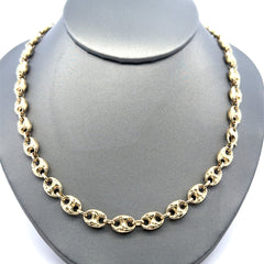 Golden Bull Fancy Chain Textured Mariner Puff 7mm 18" 14K