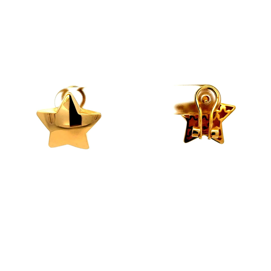 Golden Bull Fancy Earrings Omega Lock 16.5 17mm 14K