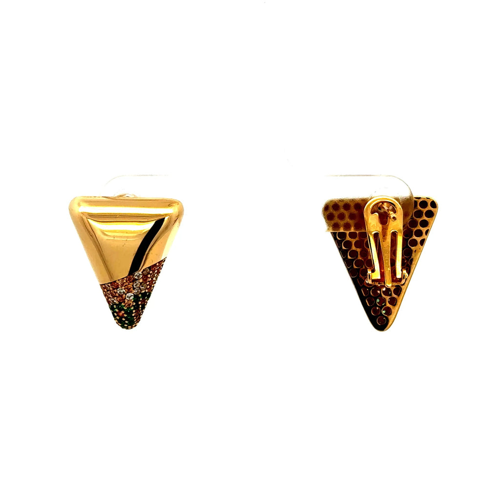 Golden Bull Fancy Earrings Omega Lock 19 16mm 14K