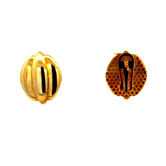 Golden Bull Fancy Earrings Omega Lock 22 17.5mm 10K